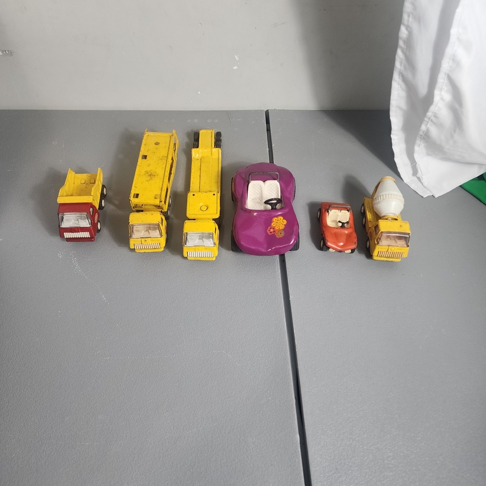 Vintage Tonka Diecast Toy Trucks Cement Mixer Dump Truck Car Carrier Set of‎ 6